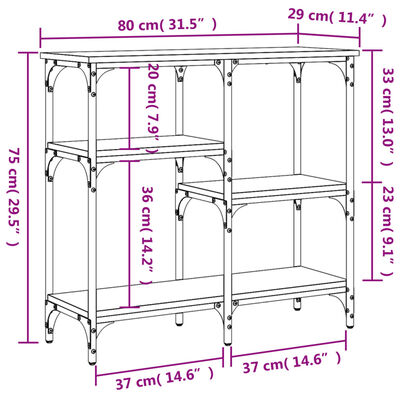 vidaXL Konzolni stol boja hrasta sonome 80x29x75 cm konstruirano drvo