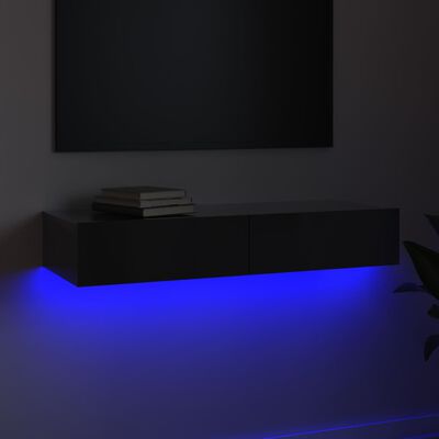 vidaXL TV ormarić s LED svjetlima visoki sjaj sivi 90x35x15,5 cm