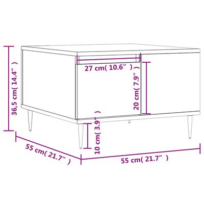 vidaXL Stolić za kavu crni 55 x 55 x 36,5 cm od konstruiranog drva