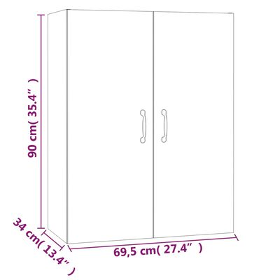 vidaXL Viseći ormarić boja hrasta sonome69,5x34x90cm konstruirano drvo