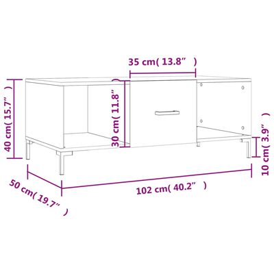 vidaXL Stolić za kavu bijeli 102 x 50 x 40 cm od konstruiranog drva