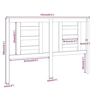 vidaXL Uzglavlje za krevet 141 x 4 x 100 cm od masivne borovine