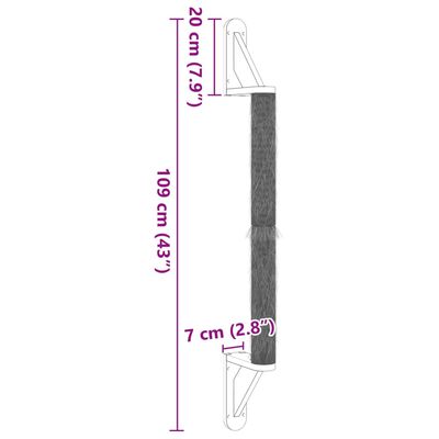 vidaXL Zidna grebalica za mačke 109 cm od sisala