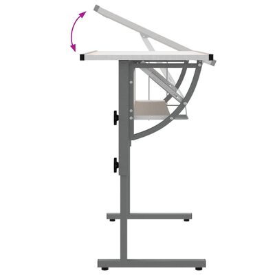 vidaXL Radni stol bijelo-sivi 110x53x(58-87) konstruirano drvo i čelik