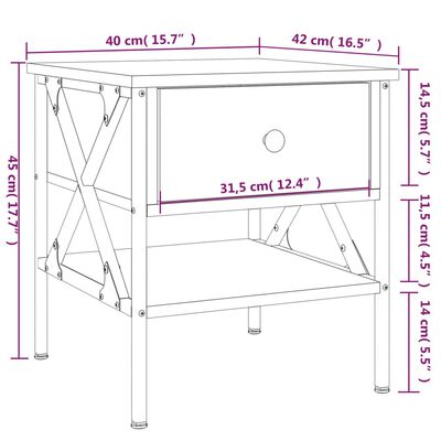 vidaXL Noćni ormarić boja smeđeg hrasta 40x42x45 cm konstruirano drvo