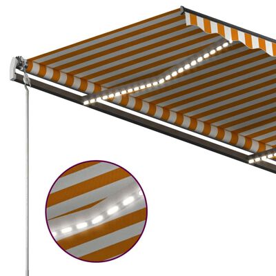 vidaXL Automatska tenda sa senzorom LED 4 x 3 m žuto-bijela