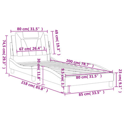 vidaXL Okvir kreveta s uzglavljem crno-bijeli 80x200 cm umjetna koža