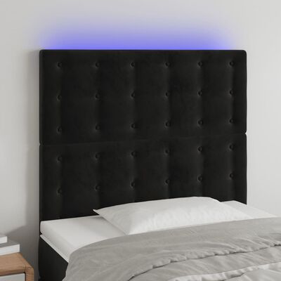 vidaXL LED uzglavlje crno 100x5x118/128 cm baršunasto