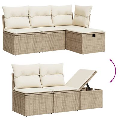 vidaXL 5-dijelni vrtni set sofa s jastucima bež od poliratana