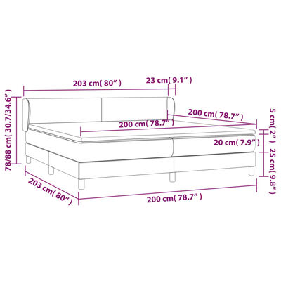 vidaXL Krevet s oprugama i madracem tamnosivi 200x200 cm baršunasti