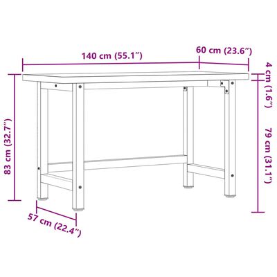 vidaXL Radni stol 140 x 60 x 83 cm od masivnog drva bagrema pravokutni