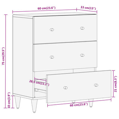 vidaXL Bočni ormarić 60 x 33 x 75 cm od masivnog drva manga