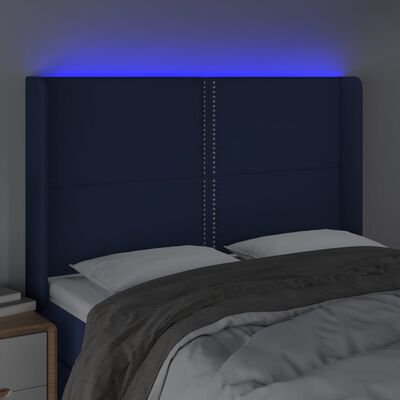 vidaXL LED uzglavlje plavo 147 x 16 x 118/128 cm od tkanine