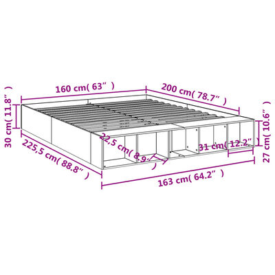 vidaXL Okvir kreveta boja hrasta 160 x 200 cm od konstruiranog drva