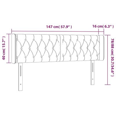 vidaXL LED uzglavlje svjetlosivo 147x16x78/88 cm od tkanine