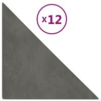 vidaXL Zidne ploče 12 kom tamnosive 30x30 cm baršunaste 0,54 m²