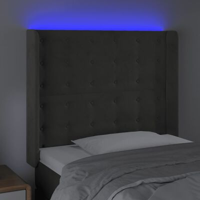 vidaXL LED uzglavlje tamnosivo 83x16x118/128 cm baršunasto