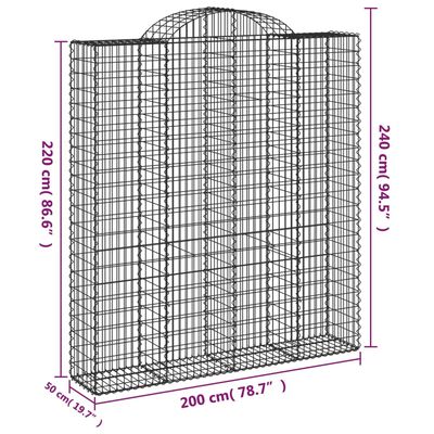 vidaXL Lučne gabionske košare 5 kom 200x50x220/240cm pocinčano željezo