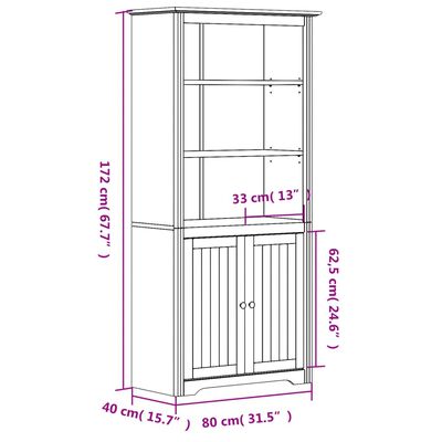 vidaXL Regal za knjige BODO sivi 80x40x173 cm od masivne borovine