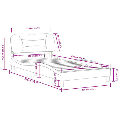 vidaXL Okvir kreveta LED crno-bijeli 100 x 200 cm od umjetne kože