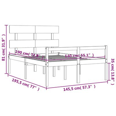 vidaXL Krevet za starije s uzglavljem 140x190 cm od masivnog drva