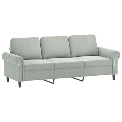 vidaXL 3-dijelni set sofa s jastucima svjetlosivi baršunasti