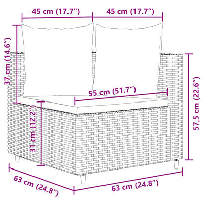 vidaXL 10-dijelni set vrtnih sofa od poliratana s jastucima sivi