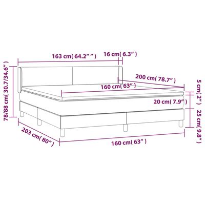 vidaXL Krevet box spring s madracem svjetlosiva 160x200 cm tkanina