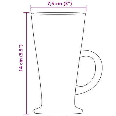vidaXL Čaše za kavu s mlijekom s ručkom 6 kom 250 ml