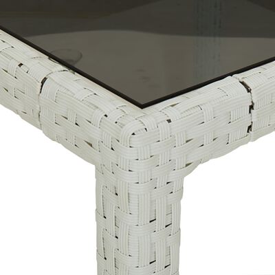 vidaXL Vrtni stol 90x90x75 cm od kaljenog stakla i poliratana bijeli