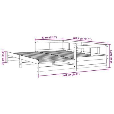 vidaXL Dnevni krevet bez madraca 80 x 200 cm od masivne borovine