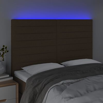 vidaXL LED uzglavlje tamnosmeđe 144x5x118/128 cm od tkanine