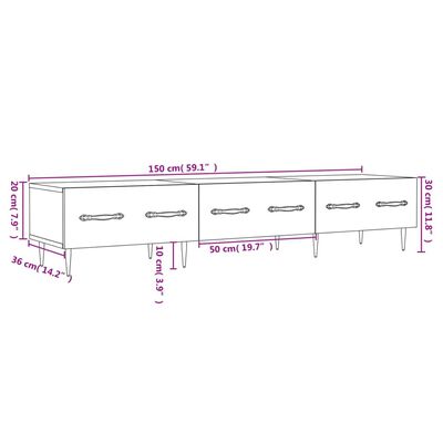 vidaXL TV ormarić sjajni bijeli 150 x 36 x 30 cm od konstruiranog drva