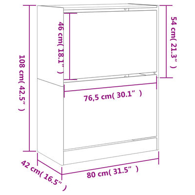 vidaXL Ormarić za cipele s 2 preklopne ladice bijeli 80x42x108 cm