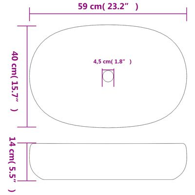 vidaXL Nadgradni umivaonik crno-plavi ovalni 59 x 40 x 14 cm keramički