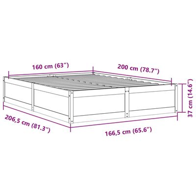 vidaXL Okvir kreveta bez madraca 160 x 200 cm od masivne borovine