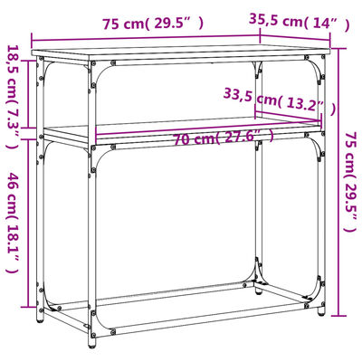 vidaXL Konzolni stol smeđa boja hrasta 75x35,5x75 cm konstruirano drvo