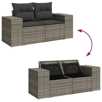 vidaXL 11-dijelni set vrtnih sofa od poliratana s jastucima sivi