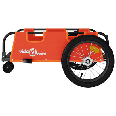 vidaXL Prikolica za bicikl narančasta od tkanine Oxford i željeza
