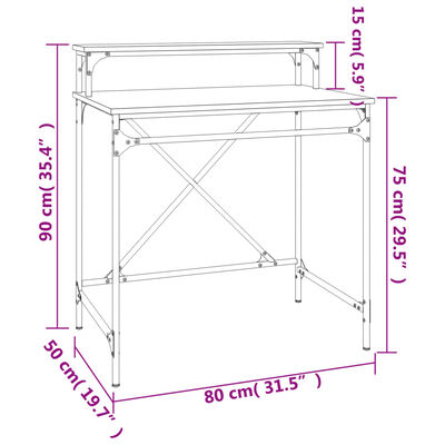 vidaXL Radni stol boja dimljenog hrasta 80x50x90 cm drvo i željezo