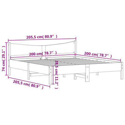 vidaXL Okvir kreveta bez madraca voštano smeđi 200x200 cm od borovine