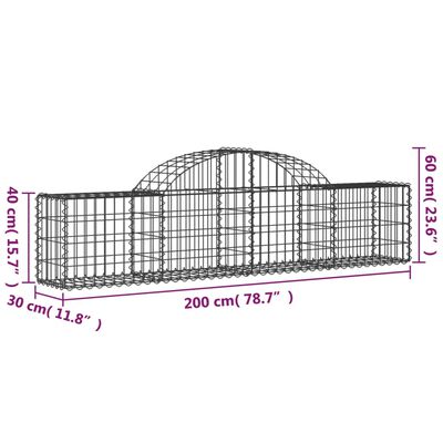 vidaXL Lučne gabionske košare 9 kom 200x30x40/60 cm pocinčano željezo