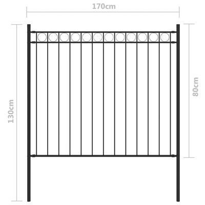 vidaXL Vrtna ograda čelična 1,7 x 0,8 m crna