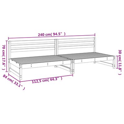 vidaXL Srednja vrtne sofe 2 kom sive 120 x 80 cm od masivne borovine