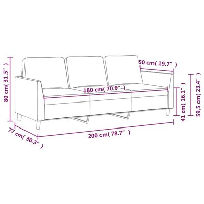 vidaXL Trosjed cappuccina 180 cm od umjetne kože