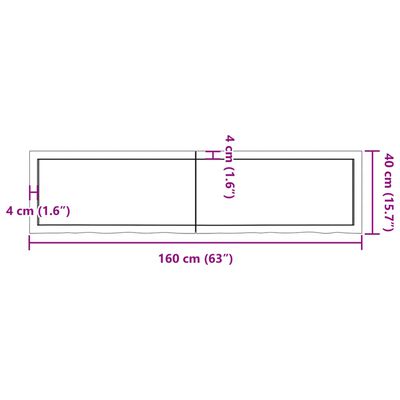 vidaXL Stolna ploča tamnosmeđa 160x40x(2-4) cm obrađena masivna hrast