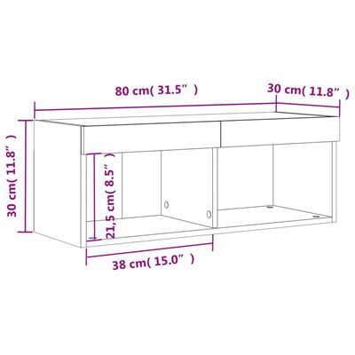 vidaXL TV ormarić s LED svjetlima siva boja betona 80x30x30 cm