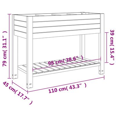 vidaXL Povišena vrtna gredica svjetlosmeđa 110x45x79 cm polipropilen