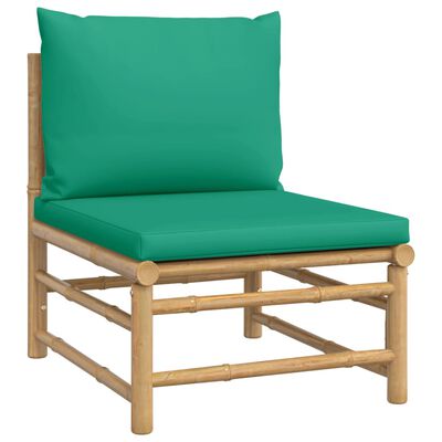 vidaXL 11-dijelna vrtna garnitura od bambusa sa zelenim jastucima