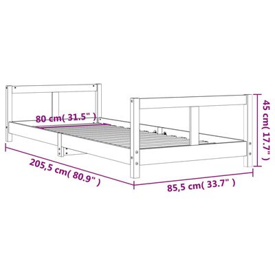 vidaXL Okvir za dječji krevet crni 80 x 200 cm od masivne borovine